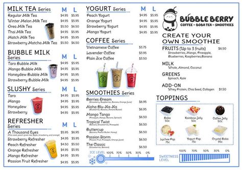 boba shop menu.